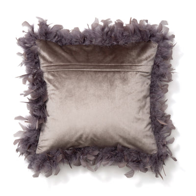 VELVET FEATHER CUSHION COVER 450 X 450 GRAY