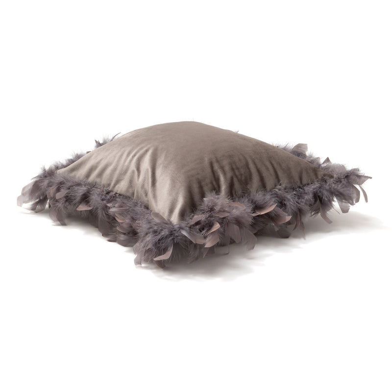 VELVET FEATHER CUSHION COVER 450 X 450 GRAY