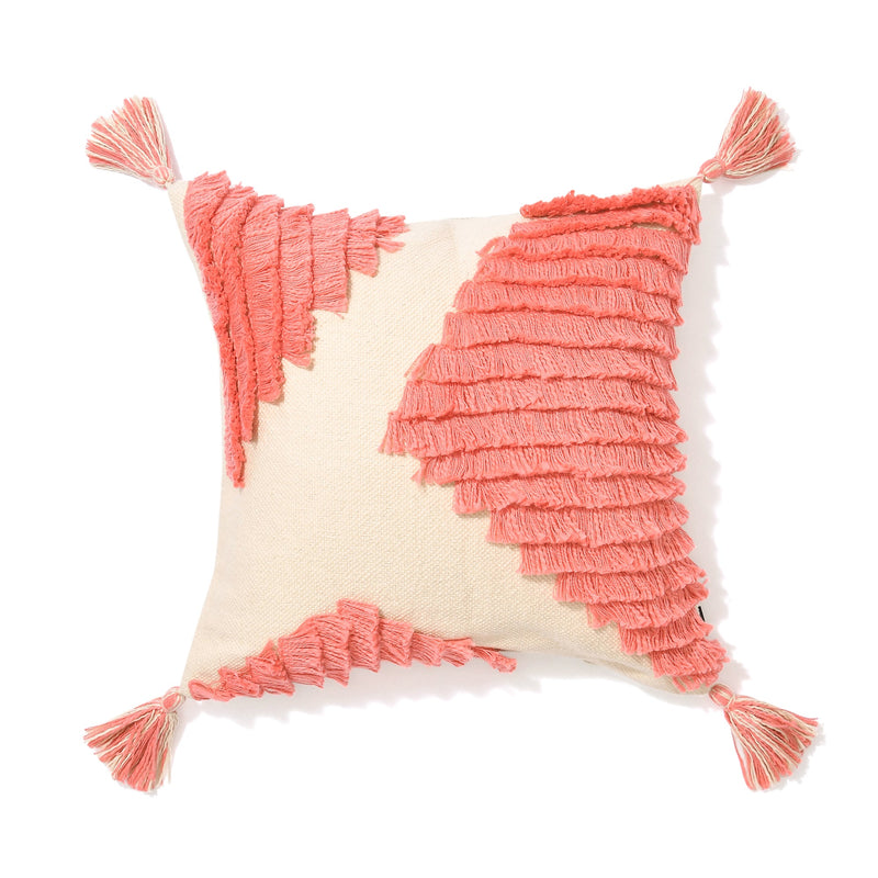 GEOMETRIC TUFT CUSHION COVER 450 X 450 NATURAL X ORANGE