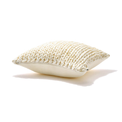 KNIT MOHAIR LIKE CUSHION COVER 450 x 450 WHITE x IVORY