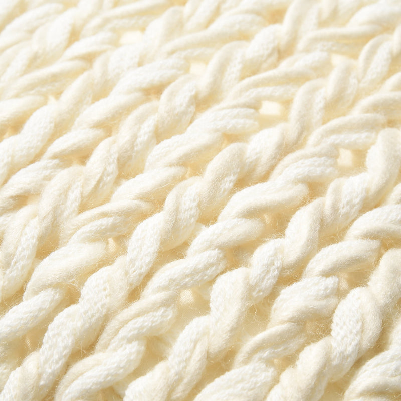 KNIT MOHAIR LIKE CUSHION COVER 450 x 450 WHITE x IVORY