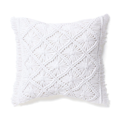 Macrame Cushion Cover 450 X 450 White