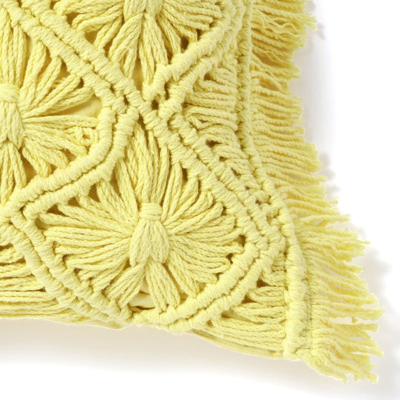 Macrame Cushion Cover 450 X 450 Light Yellow