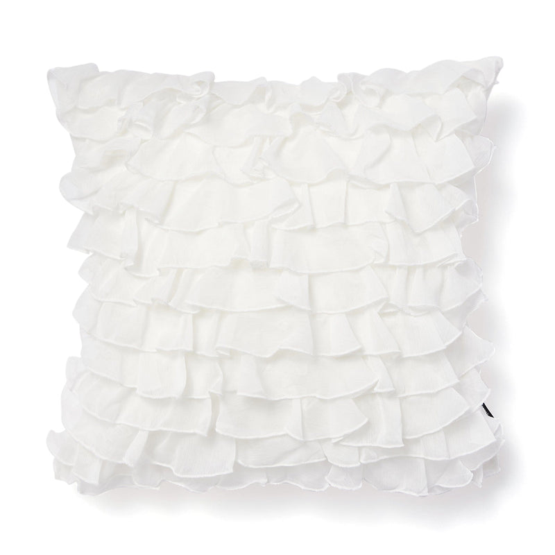 Chiffon Frill Cushion Cover 450 X 450 White