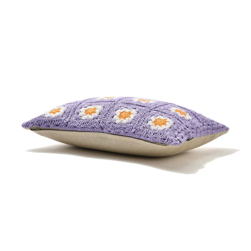Crochet Flower Cushion Cover 400 X 250 Light Purple