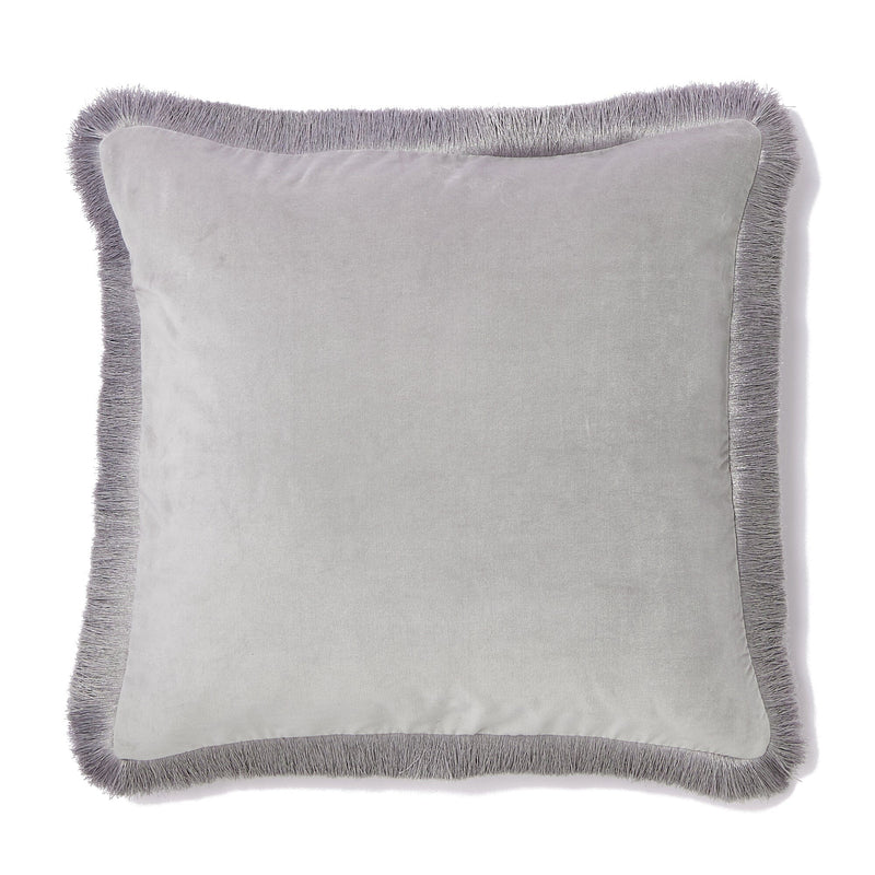 Velvet Fringe Cushion Cover 600 X 600  Gray