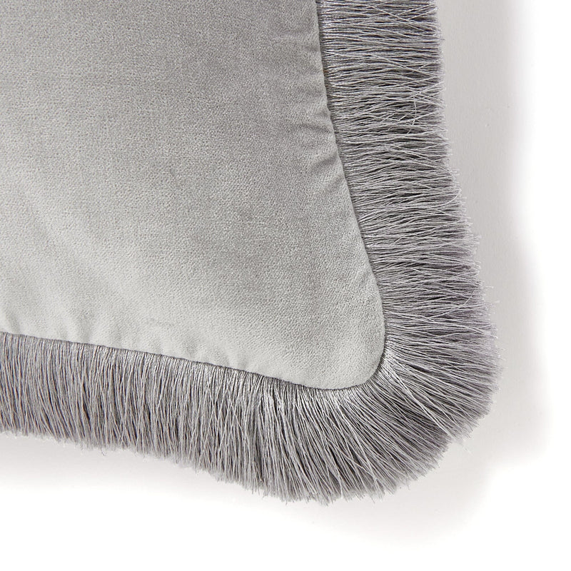 Velvet Fringe Cushion Cover 600 X 600  Gray