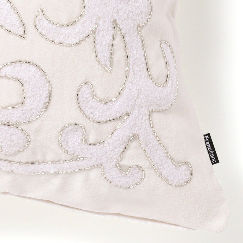 Emb Ornament A Cushion Cover 450 X 450 White