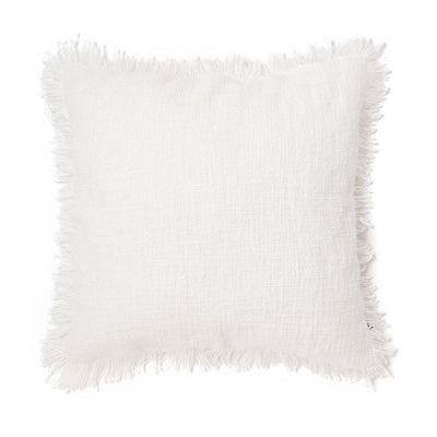 Slub Fringe Cushion Cover 450 X 450 White X Silver