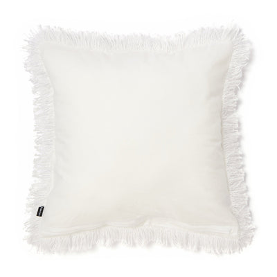 Slub Fringe Cushion Cover 450 X 450 White X Silver