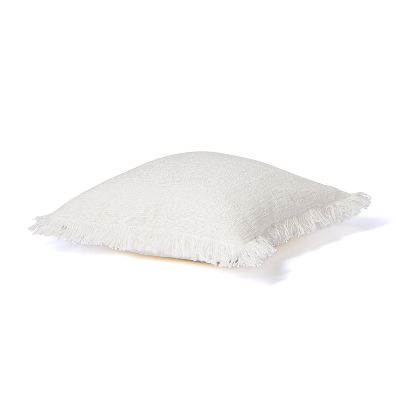 Slub Fringe Cushion Cover 450 X 450 White X Silver