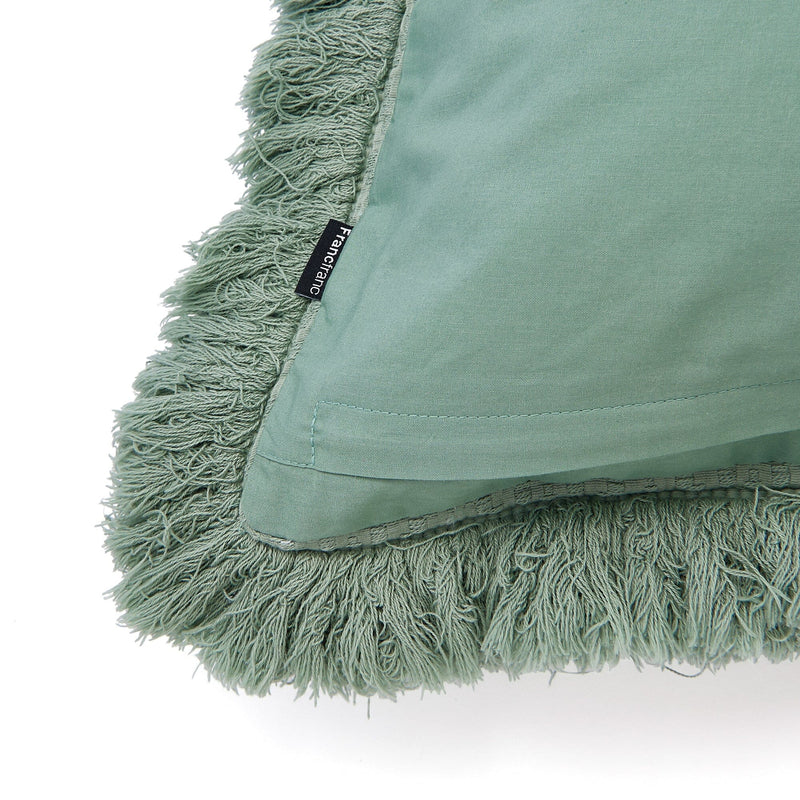 Diamond Fringe Cushion Cover 600 X 600 Green