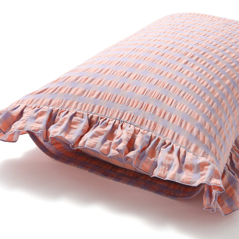 Frill Check Pillow Case 500 X 700  Orange X Purple