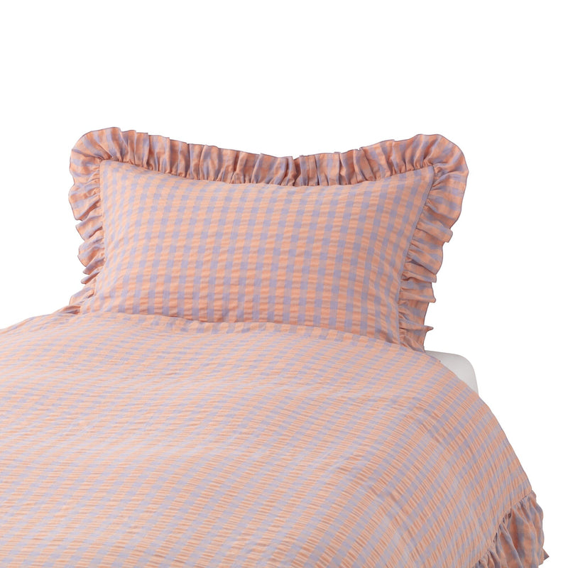 Frill Check Pillow Case 500 X 700  Orange X Purple