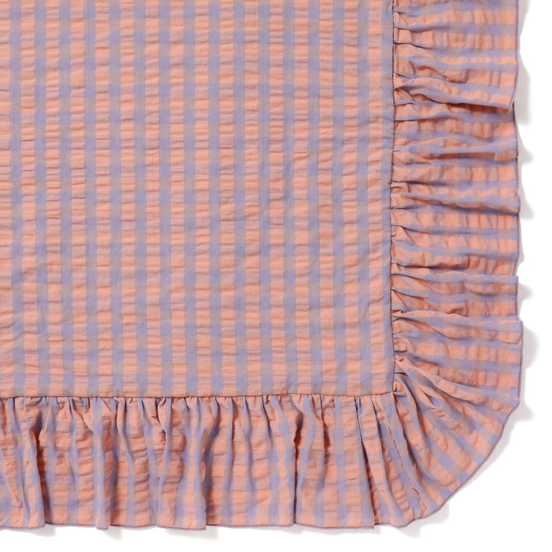 Frill Check Comforter Case Single  Orange X Purple