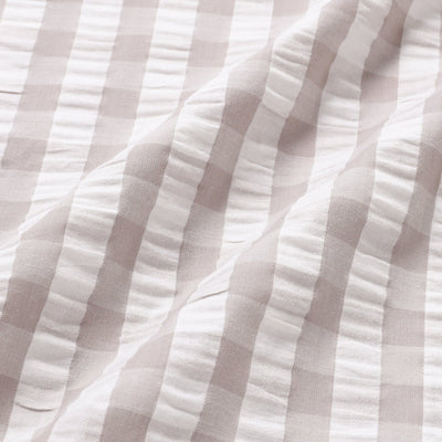 Frill Check Comforter Case Single White X Beige