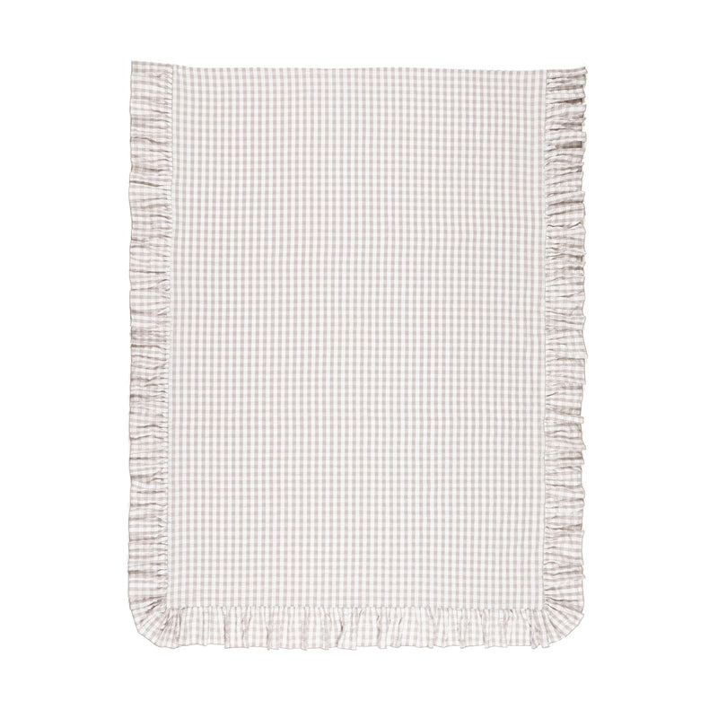 Frill Check Comforter Case Single White X Beige