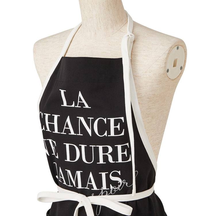 TEXT PRINT FULL APRON Black