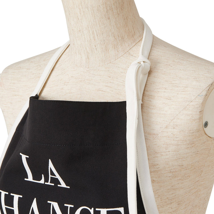 TEXT PRINT FULL APRON Black