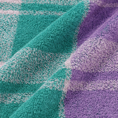抗菌除臭面巾格子褶邊 紫色X綠色