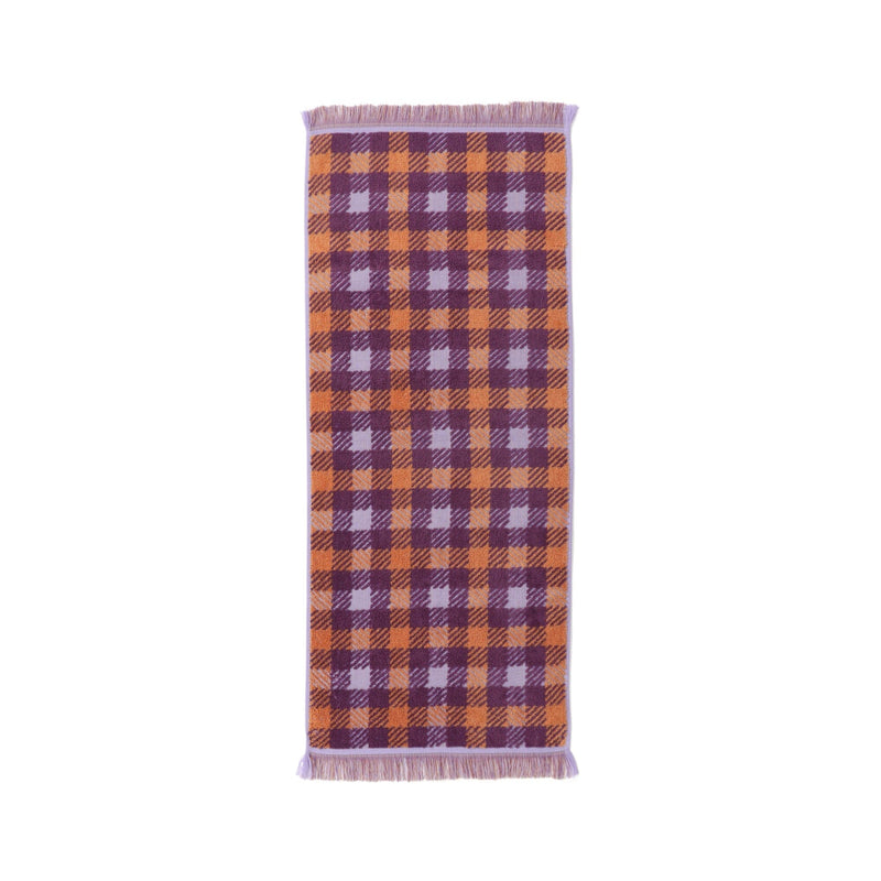 Antibacterial Deodorant Face Towel Plaid Fringe Orange X Purple
