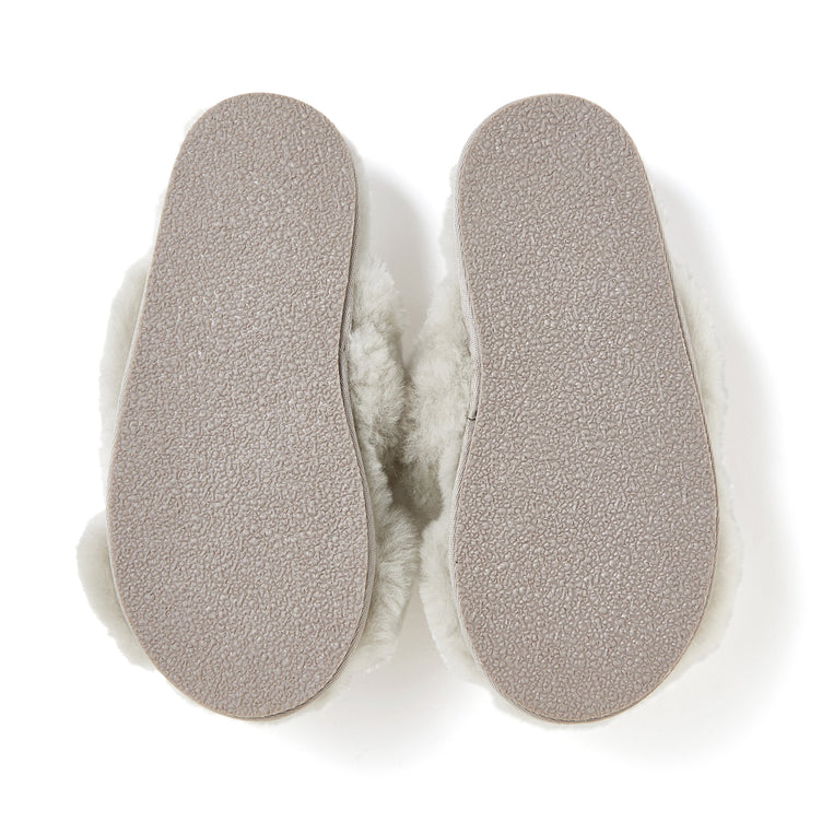 SHEEP FUR CROSS ROOM SHOES GRAY