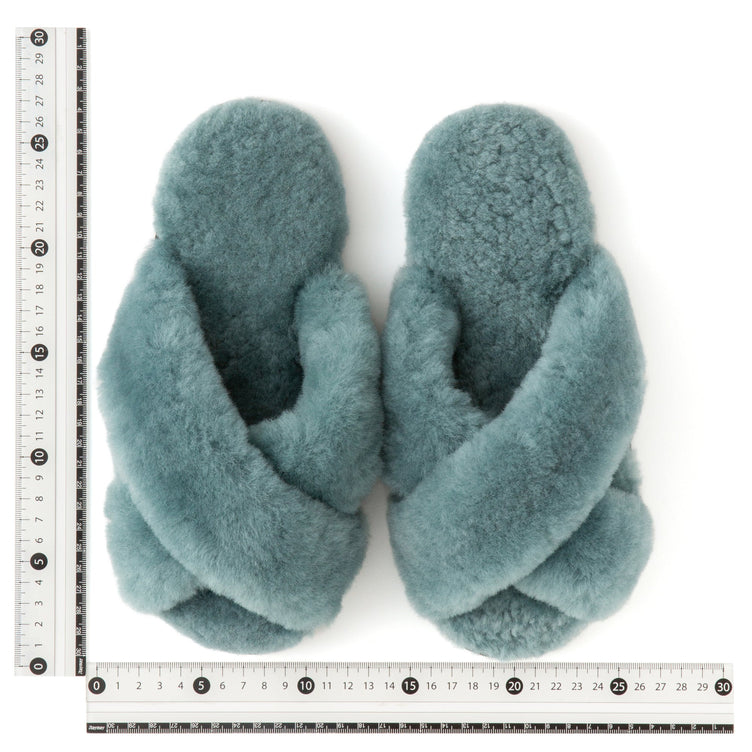 SHEEP FUR CROSS ROOM SHOES GREEN