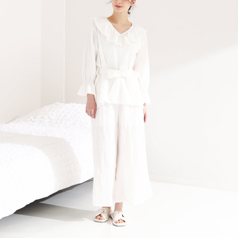 Willow Ruffle Collar Pajama  Ivory