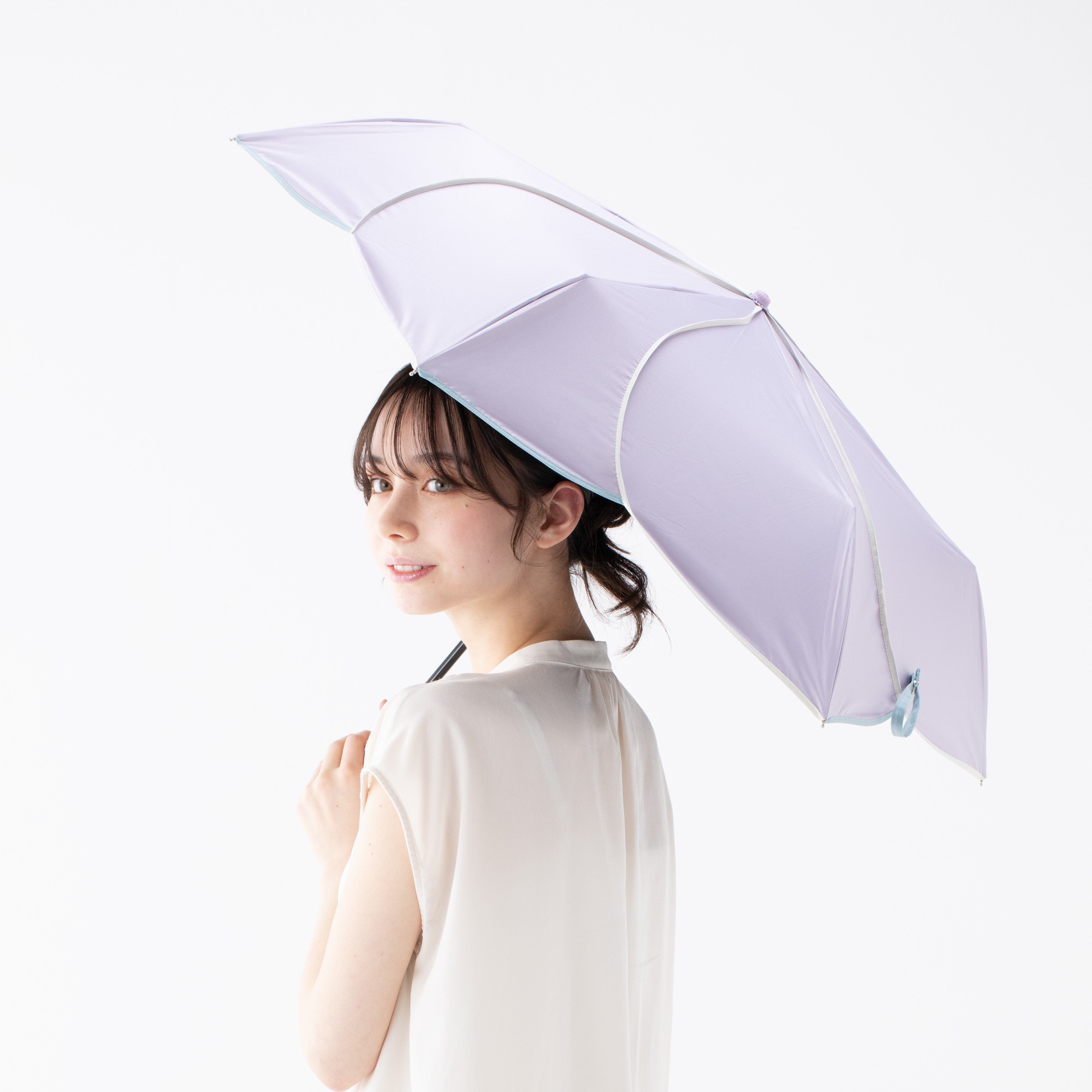BICOLOR 雙色折疊晴雨傘 47cm 紫色