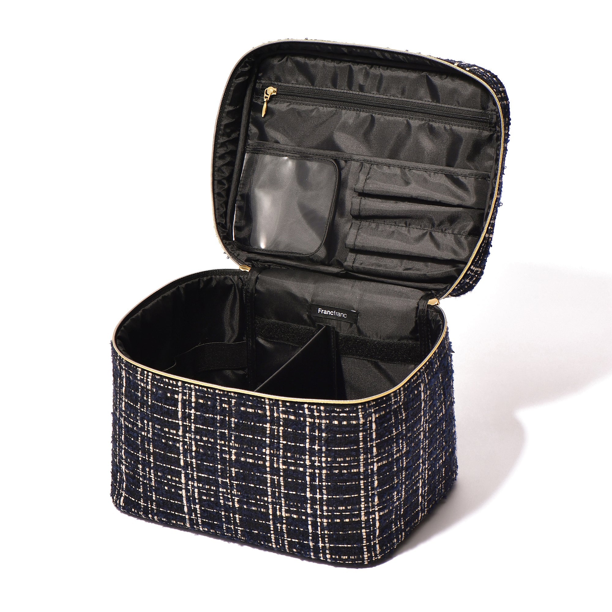 TWEED VANITY POUCH LARGE BLACK