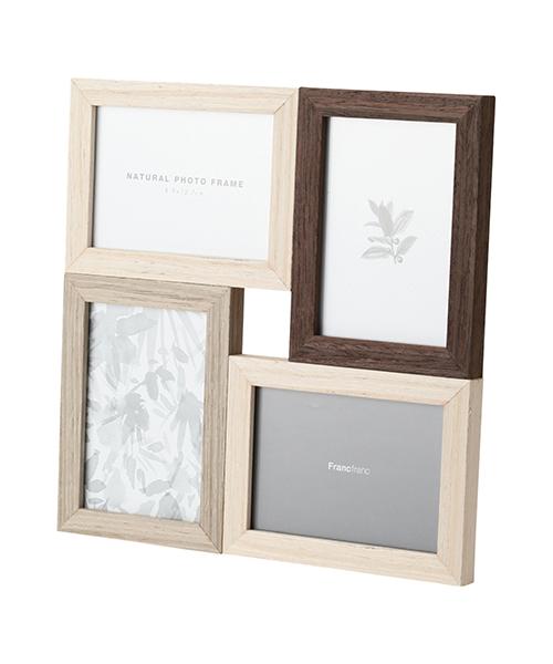 NATURAL Photo Frame 4 Windows Brown x Natural