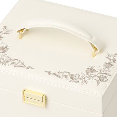 Embroidery Flower  Jewelry Box Beige