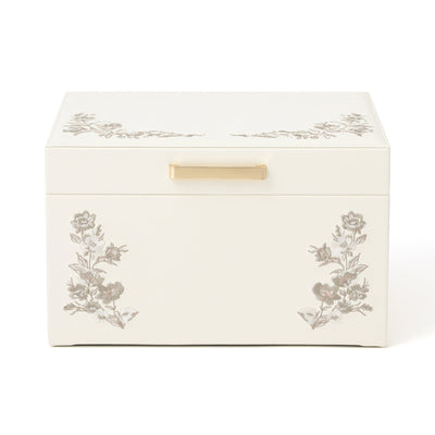 Embroidery Flower  Jewelry Box Large Beige