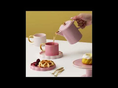PASTEL SCALLOP杯和盤子粉紅色